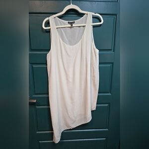 Eileen Fisher 100% Silk Tank Bone Assymetric Hem Women Large
